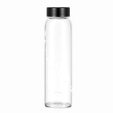 Borosil Crysto White Krip Glass Bottle 1L - Black SS Lid