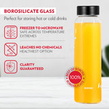 Borosil Crysto White Krip Glass Bottle 1L - Black SS Lid