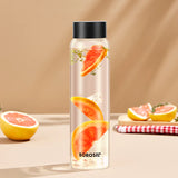 Borosil Crysto Wide Mouth Clear Glass Bottle 1L - Black Lid