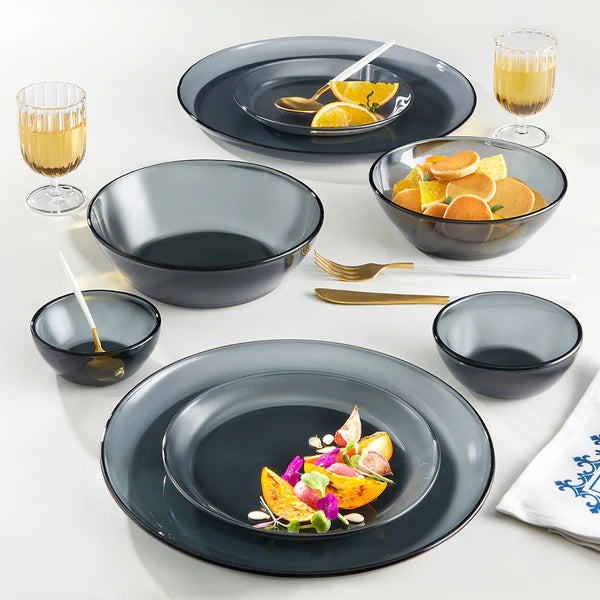 Borosil Aura Glass Dinner Set, Grey