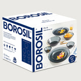 Borosil Aura Glass Dinner Set, Grey