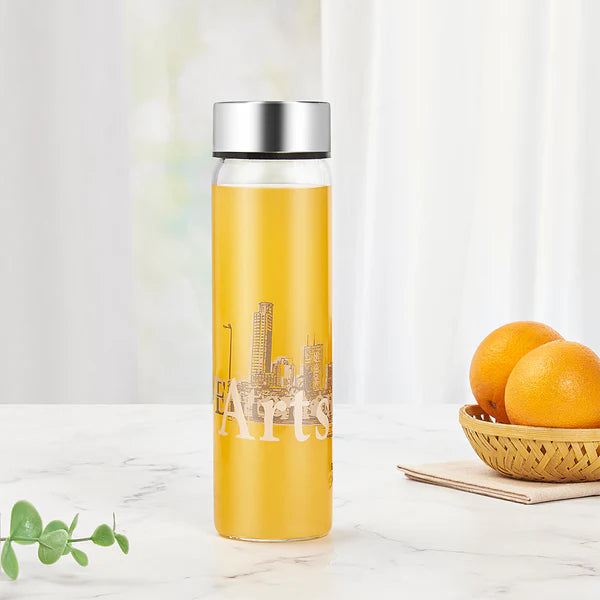 Borosil Neo Wide Mouth Roma Glass Bottle 550ml - Silver Lid