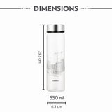 Borosil Neo Wide Mouth Roma Glass Bottle 550ml - Silver Lid