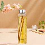 Borosil Neo Narrow Mouth Prism Glass Bottle 550ml - Silver Lid
