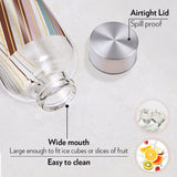 Borosil Neo Narrow Mouth Prism Glass Bottle 550ml - Silver Lid