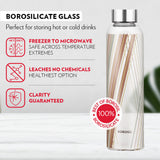 Borosil Neo Narrow Mouth Prism Glass Bottle 550ml - Silver Lid