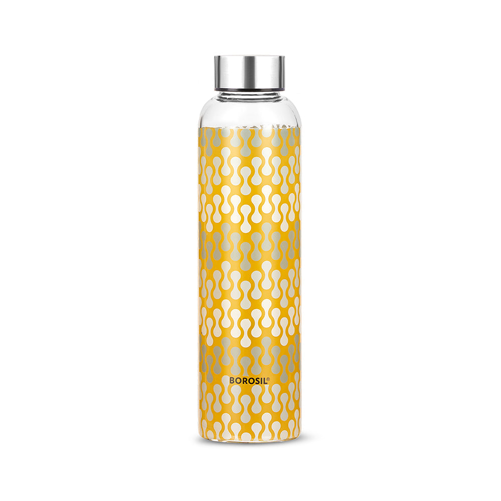 Borosil Neo Wide Mouth Roma Glass Bottle 550ml - Silver Lid