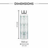 Borosil Neo Narrow Mouth Vista Glass Bottle 550ml - Silver Lid
