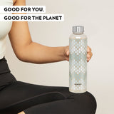 Borosil Neo Narrow Mouth Vista Glass Bottle 550ml - Silver Lid