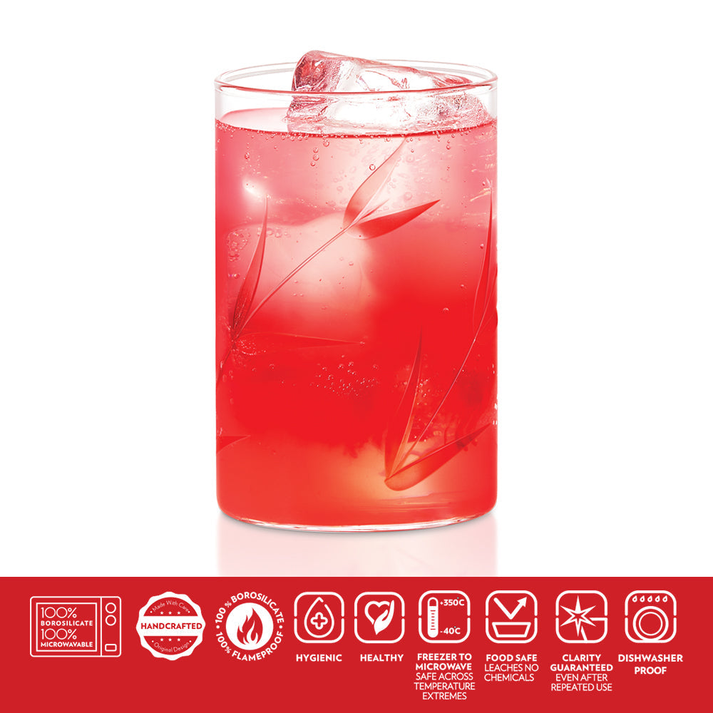 Borosil Cut Glass Bouquet Large Set of 6, 350ml