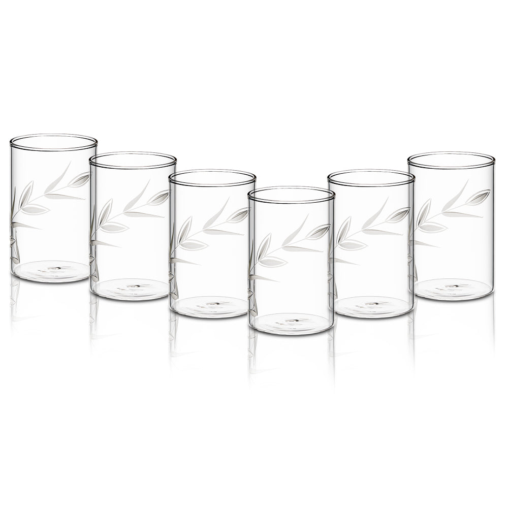 Borosil Cut Glass Creeper Large Set of 6, 350ml