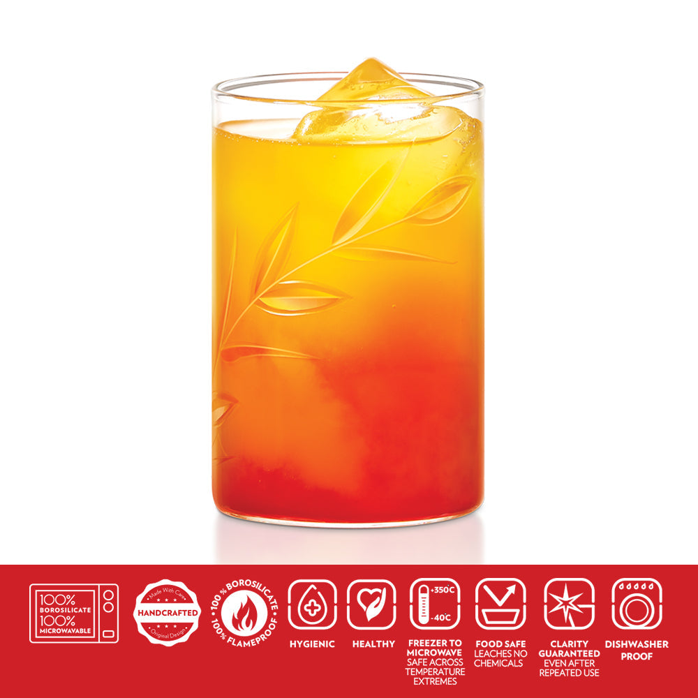 Borosil Cut Glass Creeper Large Set of 6, 350ml