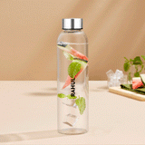 Borosil Personalised Crysto Slim Clear Glass Bottle
