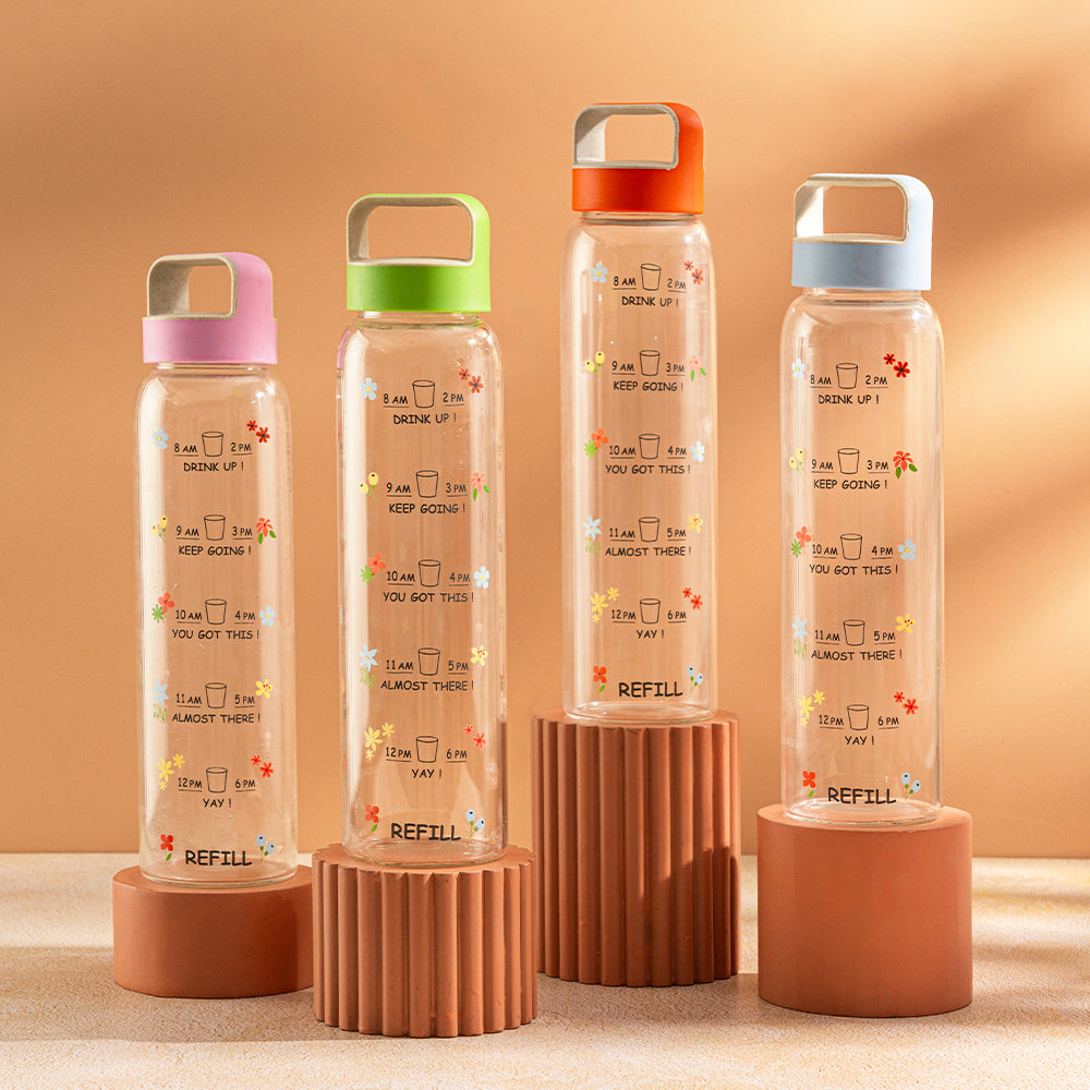 Borosil Cosmic Wide Mouth Printed Glass Bottle