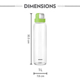 Borosil Neo Borosilicate Clear Glass Bottle 550ml - Green Lid