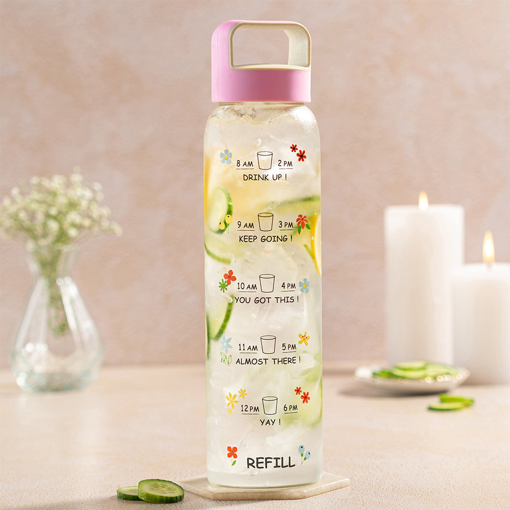 Borosil Cosmic Wide Mouth Printed Glass Bottle