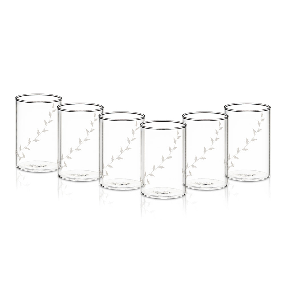 Borosil White Krip Glass Set of 6