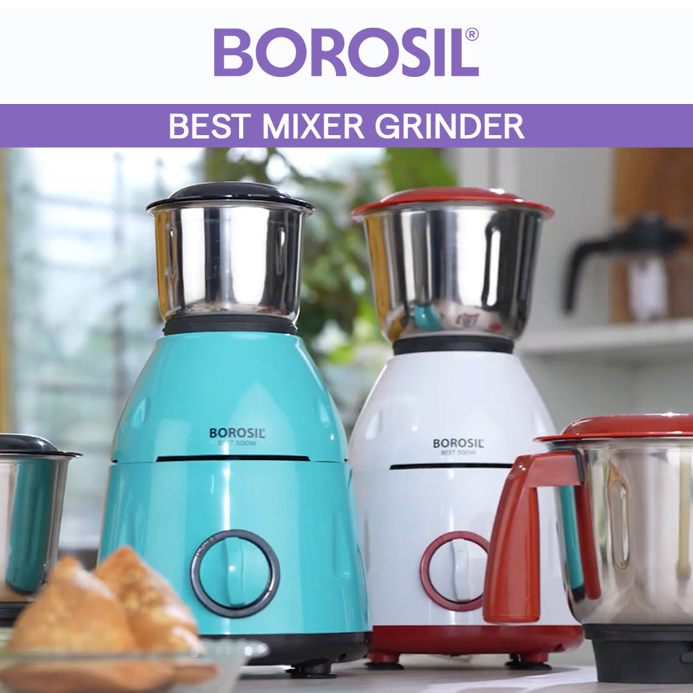 Borosil Powerful Mixer Grinder for Everyday Kitchen Use 500W