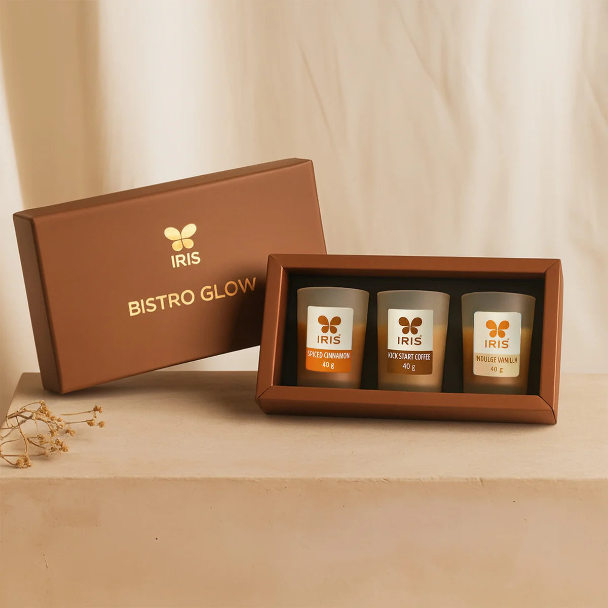 IRIS Bistro Glow Frosted Glass Candle Gift Box 40gm