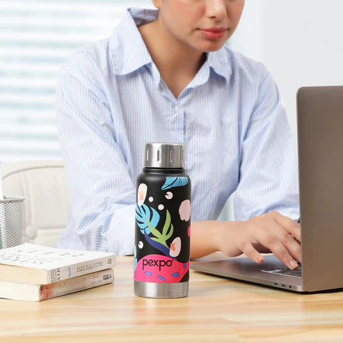 Pexpo Cameo Plant-themed Art Hot & Cold Water Bottle 300 ML