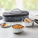 Borosil Carryfresh Round Stainless Steel Lunchbox, Set of 2, 180ml (Medium)