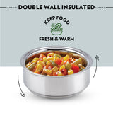 Borosil Carryfresh Round Stainless Steel Lunchbox, Set of 2, 180ml (Medium)