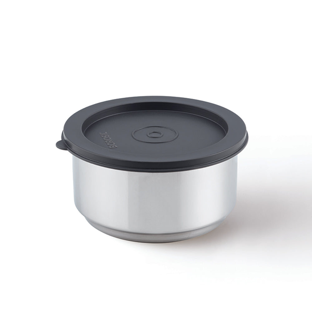 Borosil Carryfresh Round Stainless Steel Lunchbox, Set of 2, 280ml + 180ml (Large)