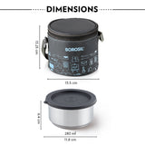 Borosil Carryfresh Round Stainless Steel Lunchbox Set of 2, 280ml
