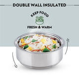 Borosil Carryfresh Round Stainless Steel Lunchbox Set of 2, 280ml