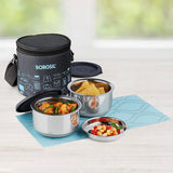 Borosil Carryfresh Round Stainless Steel Lunchbox Set of 2, 280ml