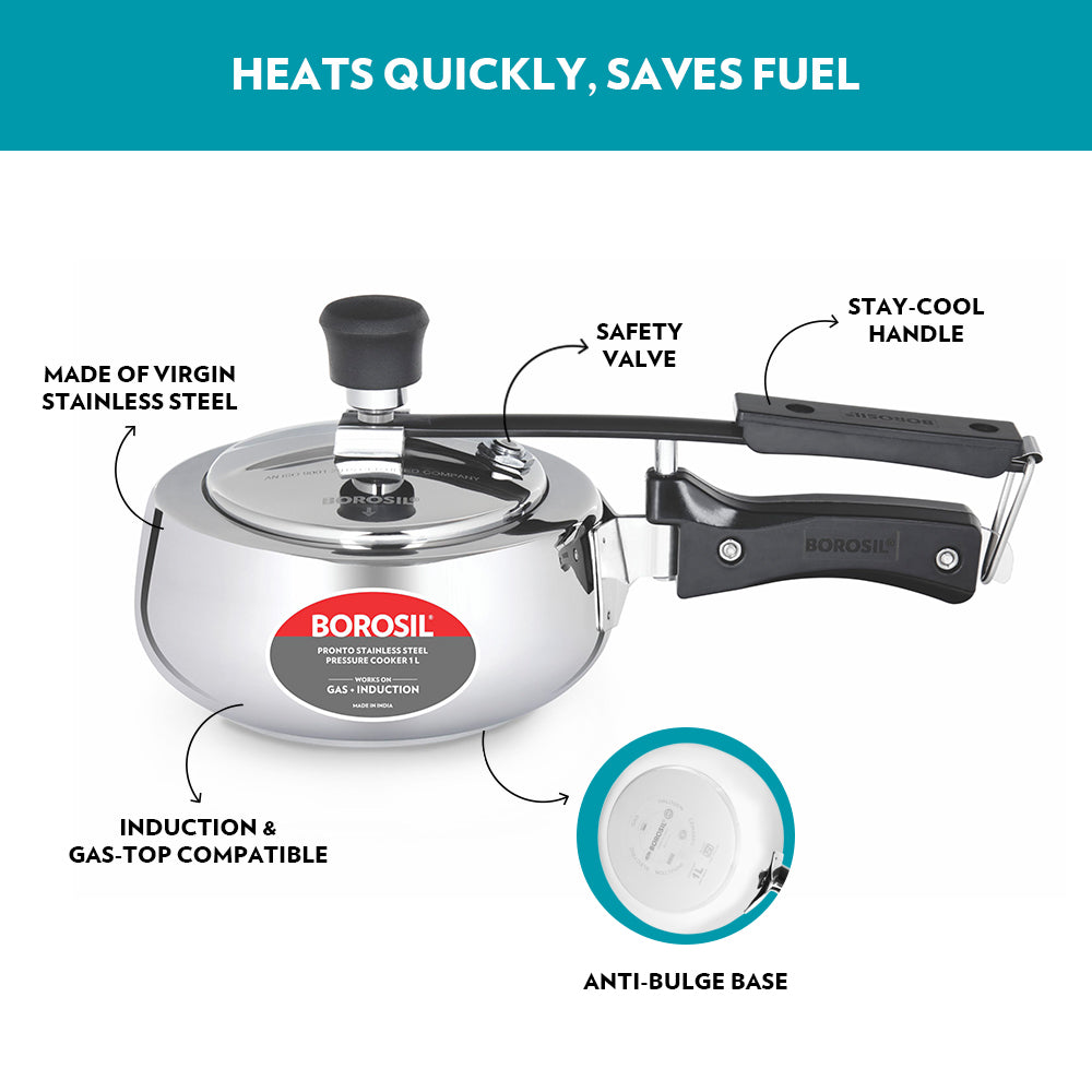 Borosil Pronto Stainless Steel Pressure Cooker