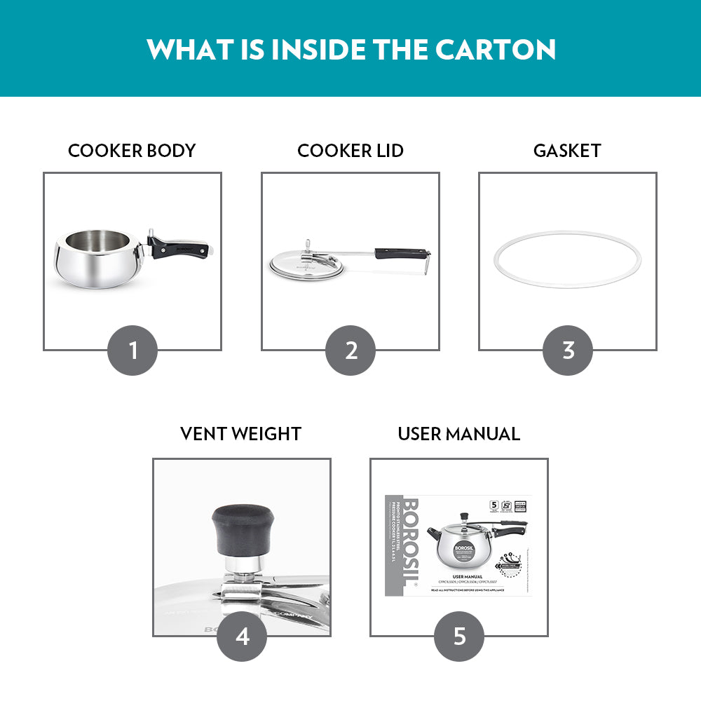 Borosil Pronto Stainless Steel Pressure Cooker