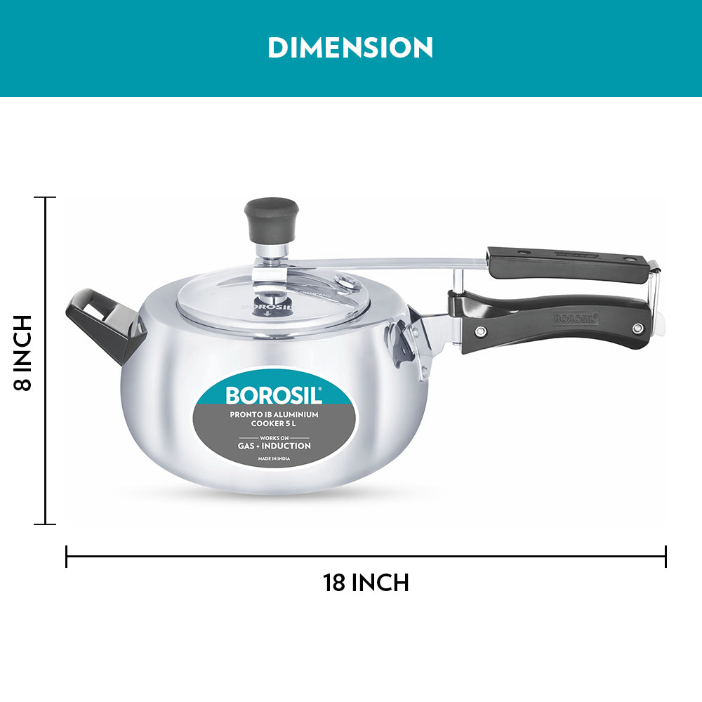 Borosil Pronto Aluminium Pressure Cooker 5 L