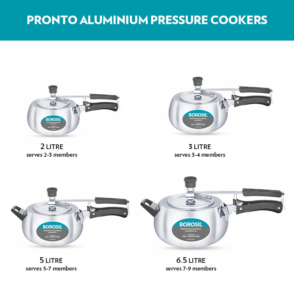 Borosil Pronto Aluminium Pressure Cooker 5 L