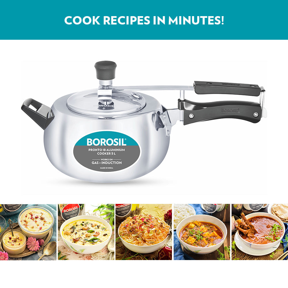 Borosil Pronto Aluminium Pressure Cooker 5 L