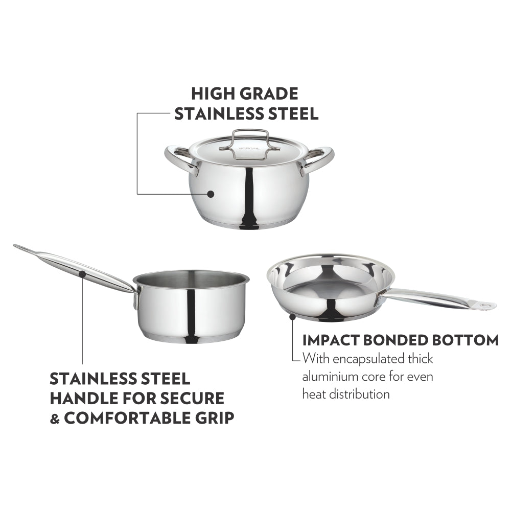 Borosil Cookfresh Stainless Steel Saucepan with Lid