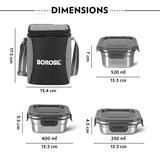Borosil Feast Stainless Steel Square Tiffin Box