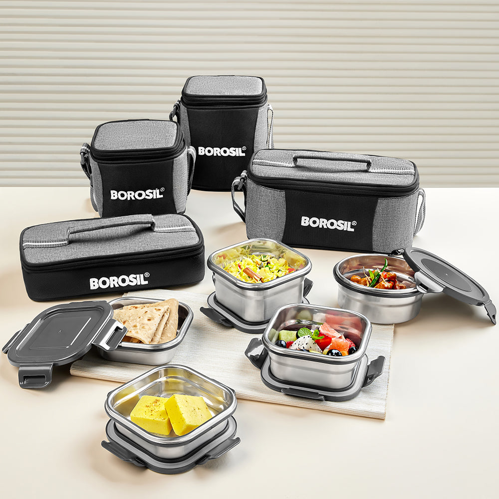 Borosil Feast Stainless Steel Square Tiffin Box
