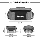Borosl Feast Universal Stainless Steel Lunch Box Set of 4, 400ml x 2 + 400ml x 2