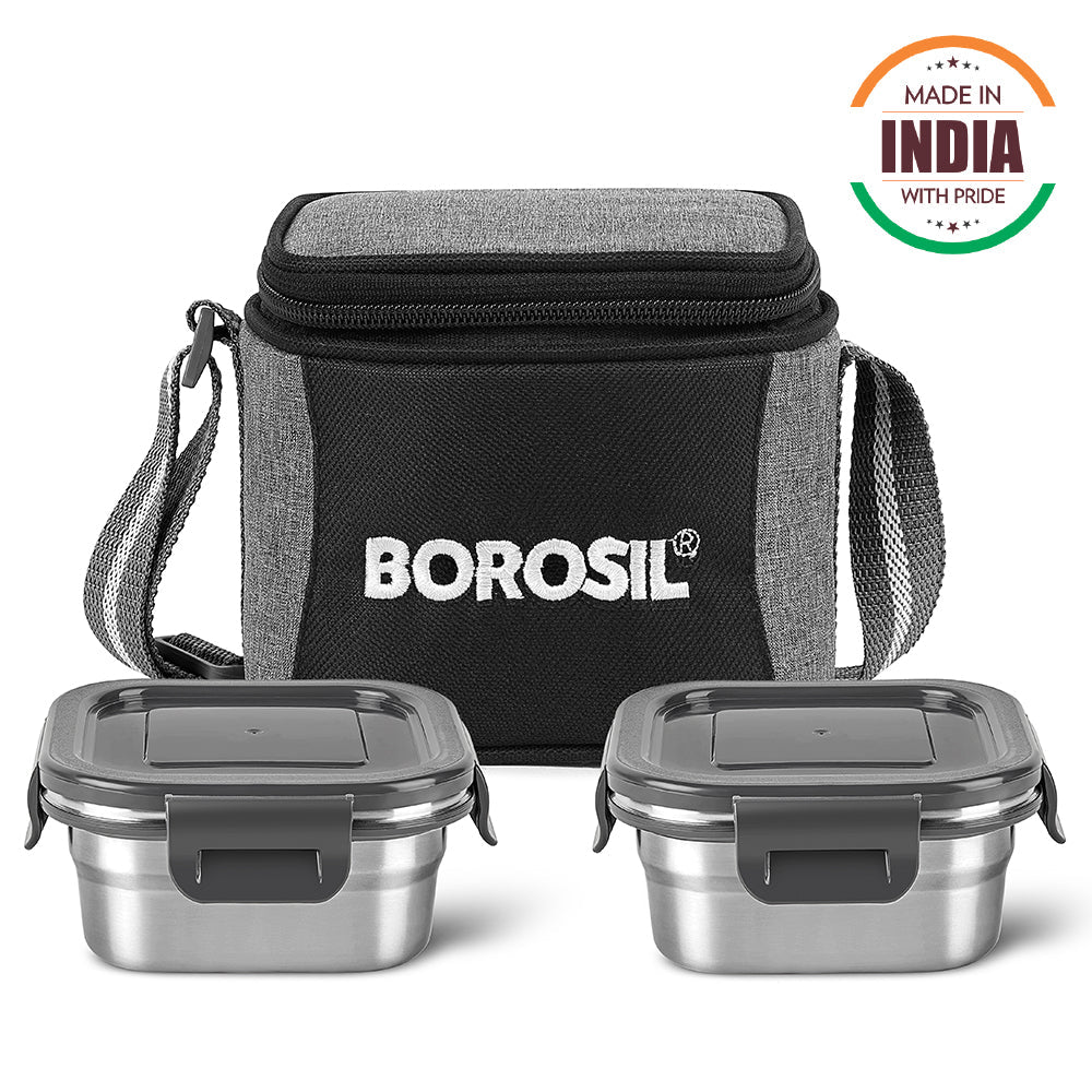 Borosil Feast Stainless Steel Square Tiffin Box