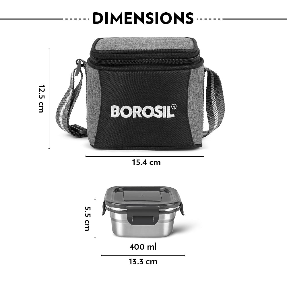 Borosil Feast Stainless Steel Square Tiffin Box