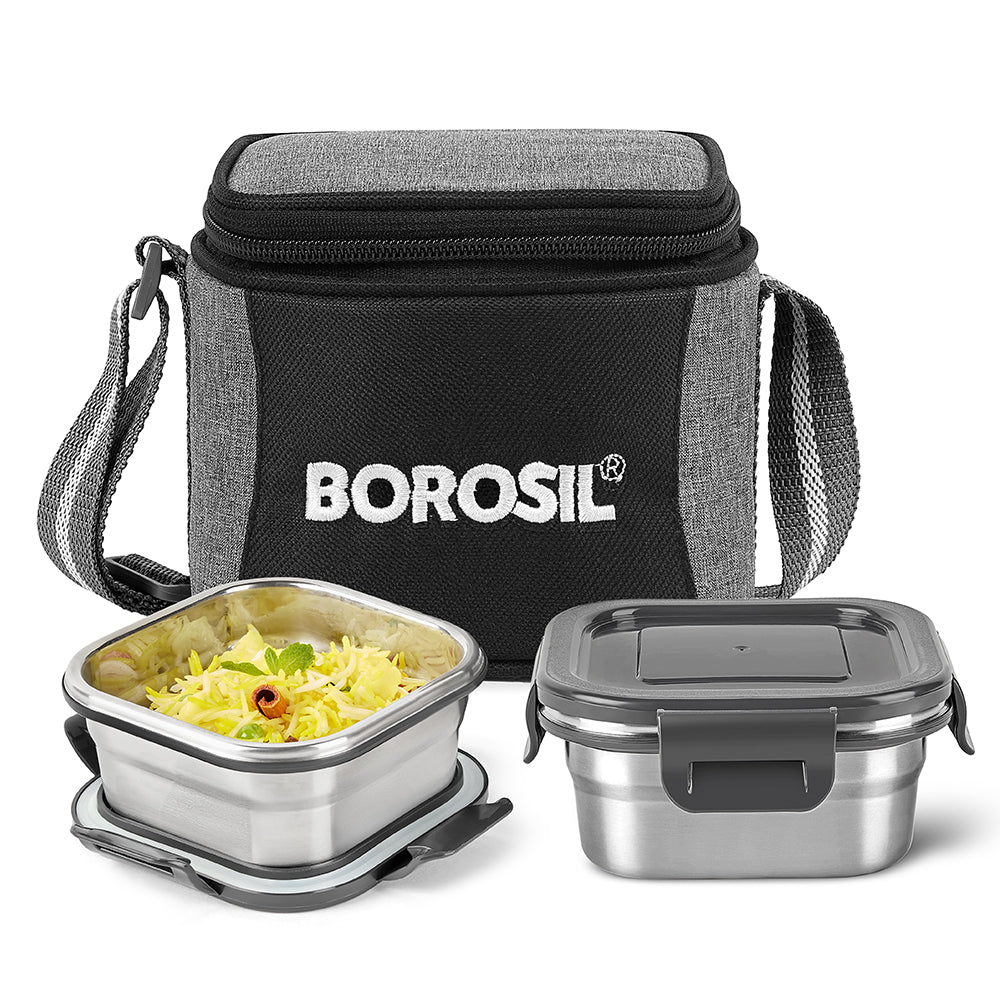 Borosil Feast Stainless Steel Square Tiffin Box