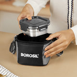 Borosil Feast Stainless Steel Square Tiffin Box
