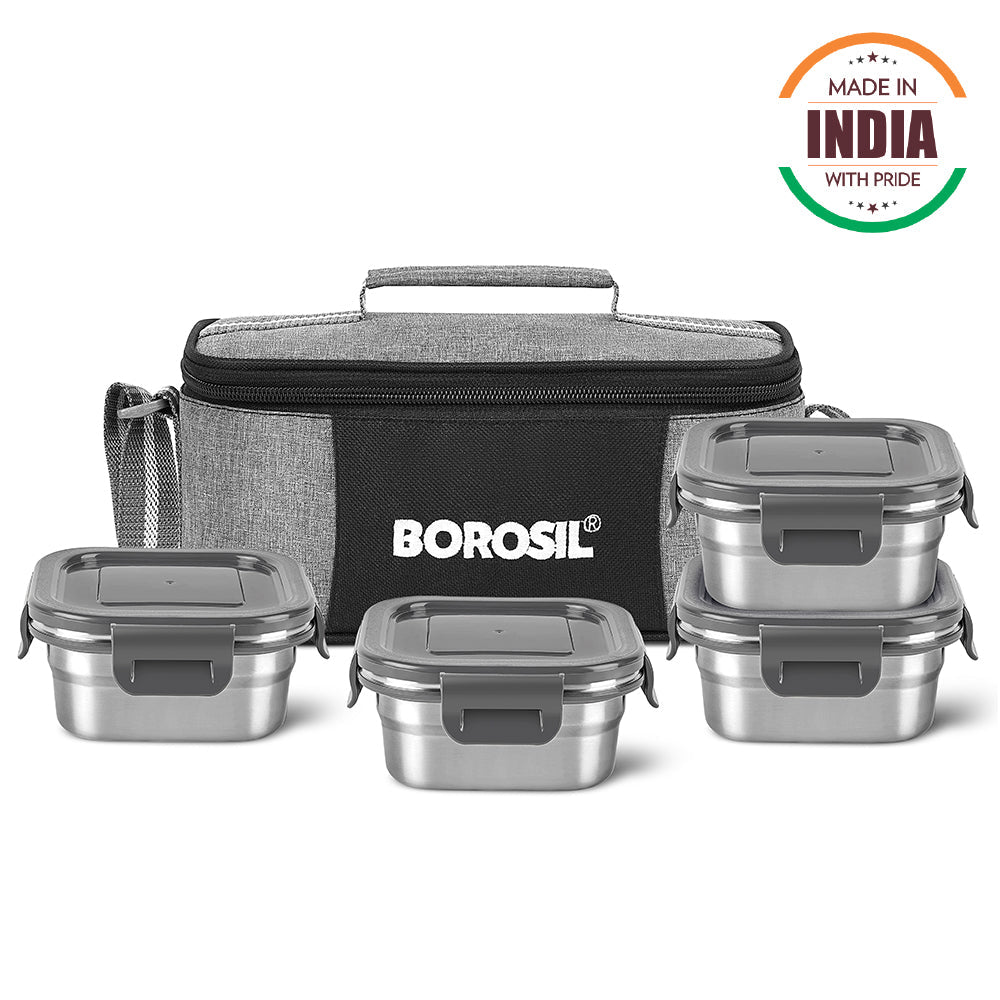 Borosil Feast Stainless Steel Square Tiffin Box