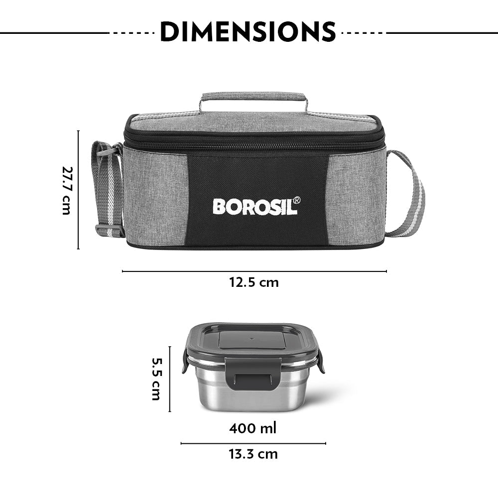 Borosil Feast Stainless Steel Square Tiffin Box