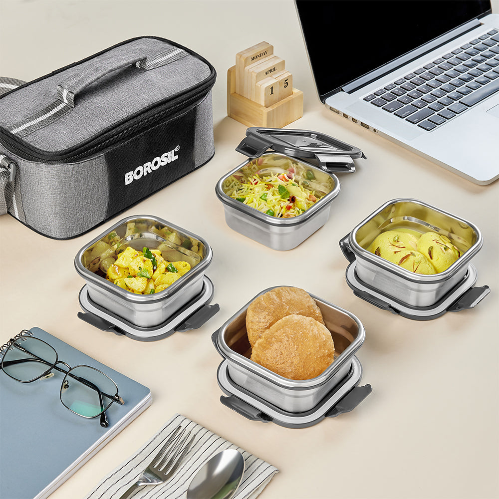Borosil Feast Stainless Steel Square Tiffin Box
