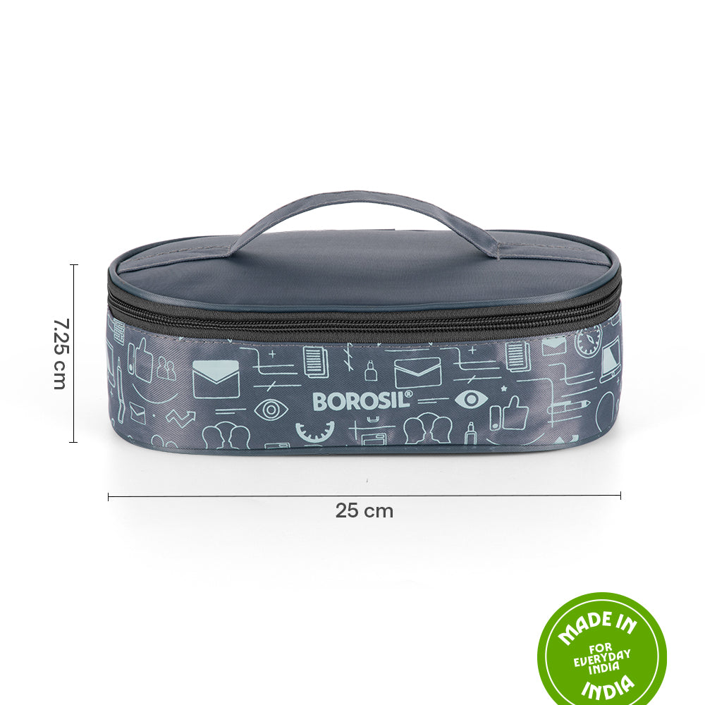 Borosil CarryFresh Lunch Bag For Lunch Box Set of 2, (280ml + 280ml), Flat (Only Bag)
