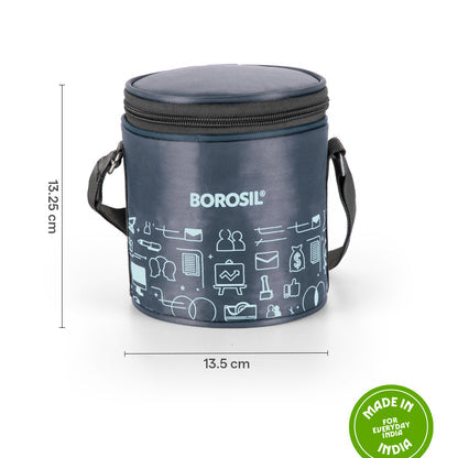Borosil CarryFresh Lunch Bag For Lunch Box Set of 2, (280ml + 280ml), Tall (Only Bag)