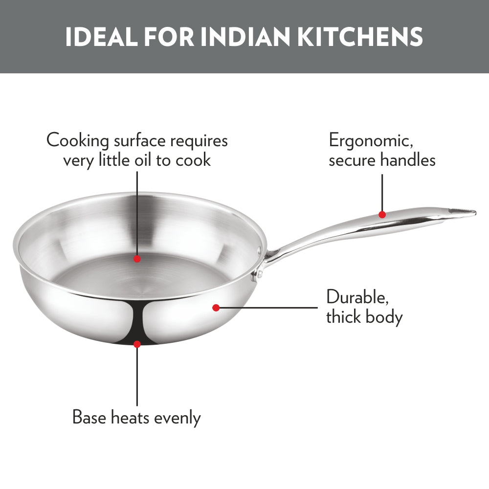 Borosil Cookfresh Triply Frying Pan with Stainless Steel Handle