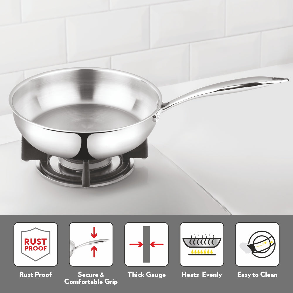Borosil Cookfresh Triply Frying Pan with Stainless Steel Handle